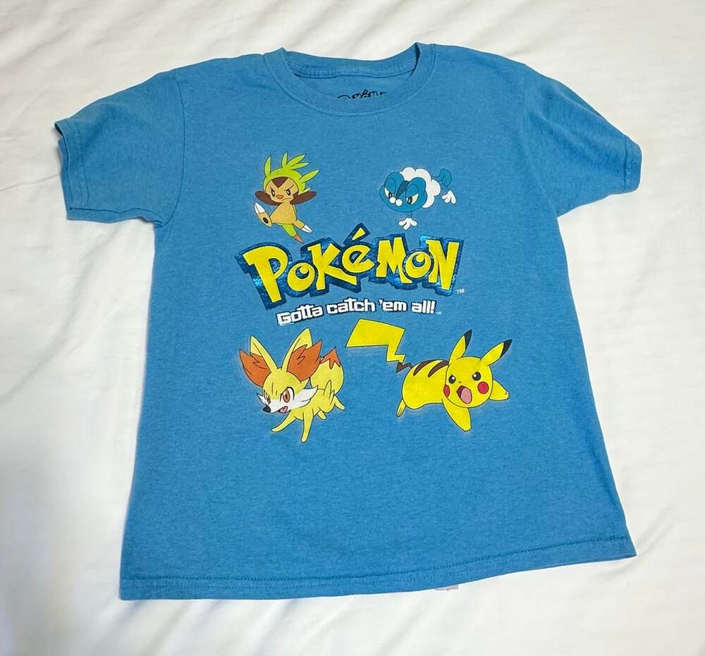 Pokemon Gotta Catch Em All Graphic T-Shirt Blue Youth Large 10-12